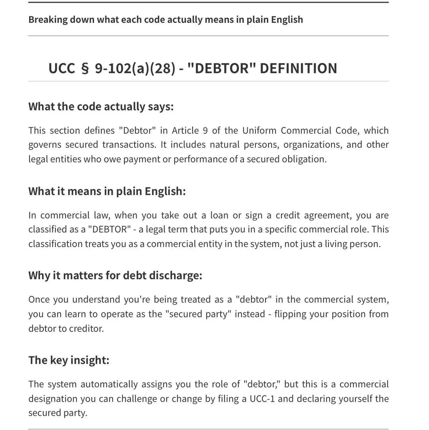 DEBT DISCHARGE CLASS NOV 9th